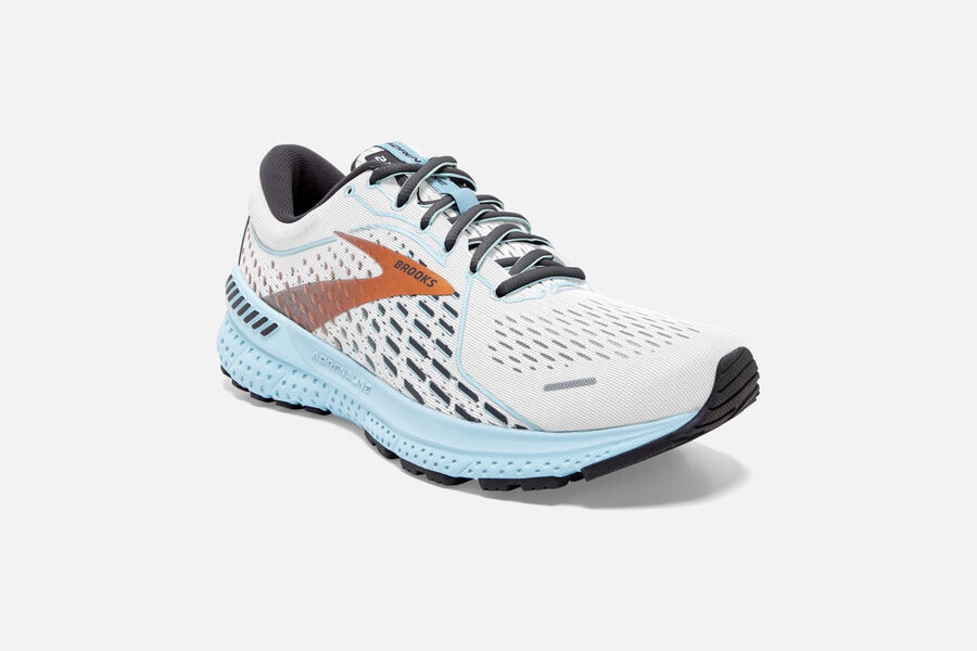 Brooks Adrenaline Gts 21 Road Löparskor Dam - Vita/Guld/Blå - 7256-RILDJ